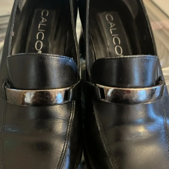 Vintage Calico 6M Leather Shoes 90's Block Heels Buckle Loafer - Picture 4 of 8